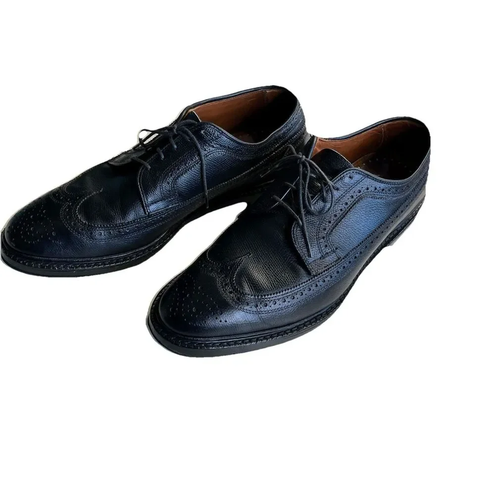 Brooks Brothers Wingtip Brogue Shoes 10.5 Black Imperial Leather Goodyear Welted